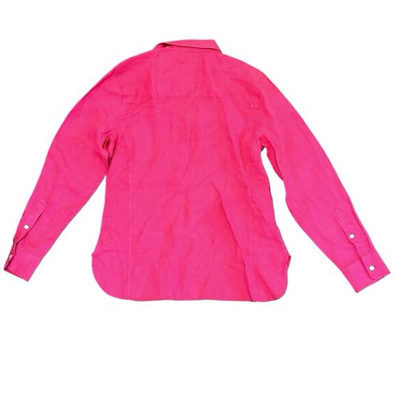 NWT J.Crew Wren Slim Shirt in Baird McNutt Irish Linen Snapdragon Pink Size 6 - Picture 3 of 6